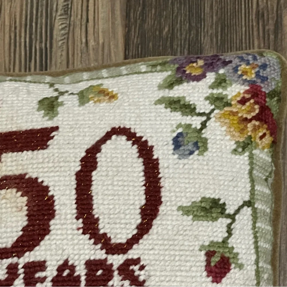 50th anniversary decorative pillow green small